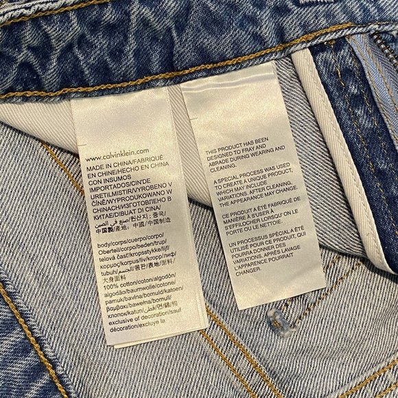 Denim Skirt CALVIN KLEIN JEANS Women's W27 4 Small Frayed Hem Light Wash Logo - Picture 5 of 12